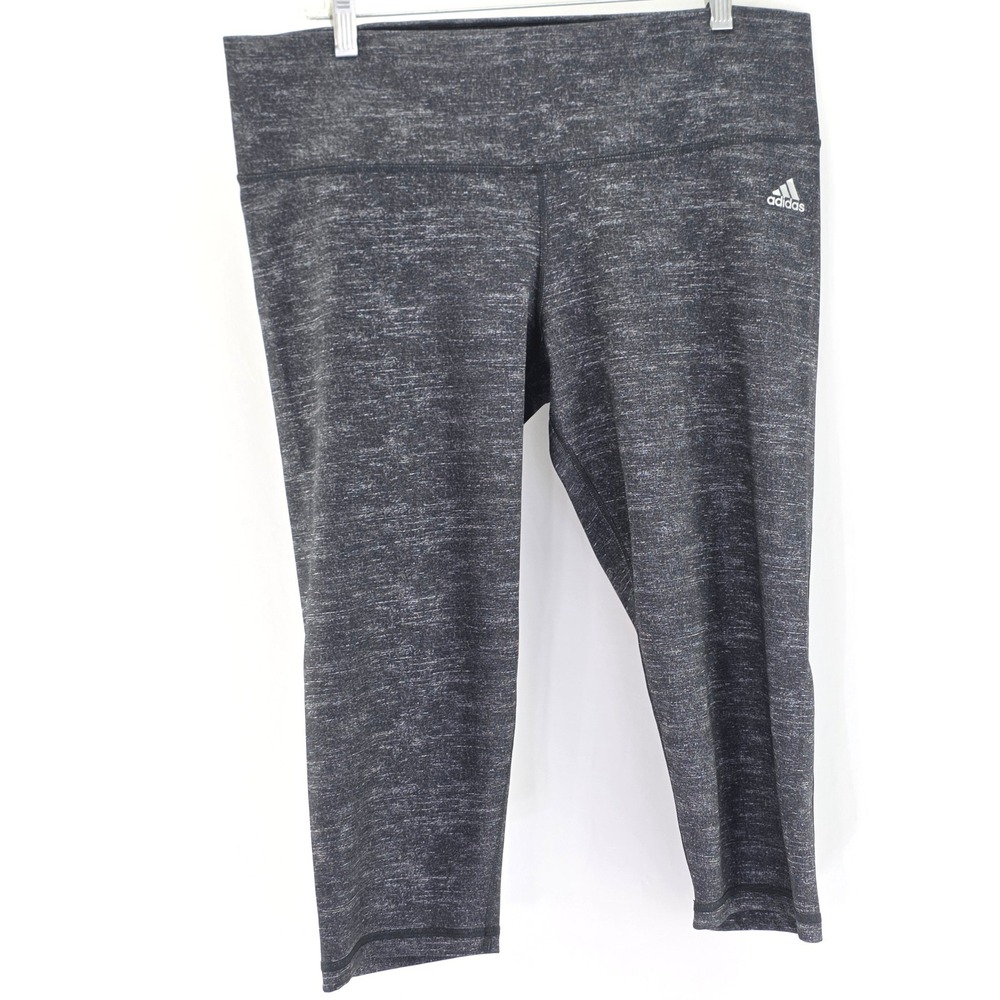 Adidas Leggings Women XL Charcoal Space Dye Climalite Capri Athletic Pant Casual